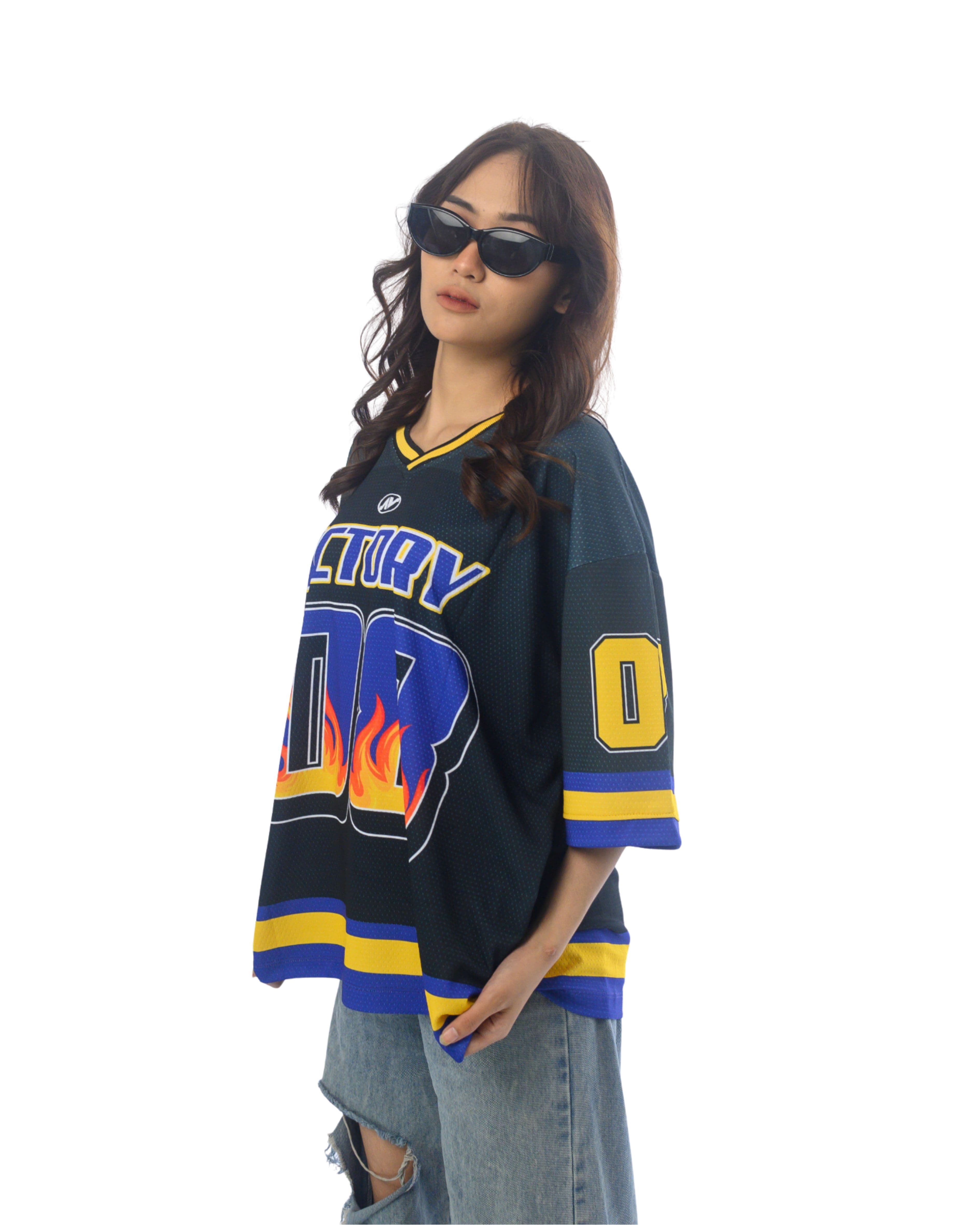 Nadin Victory Flames Oversized Jersey Tee Boxy - Image 1